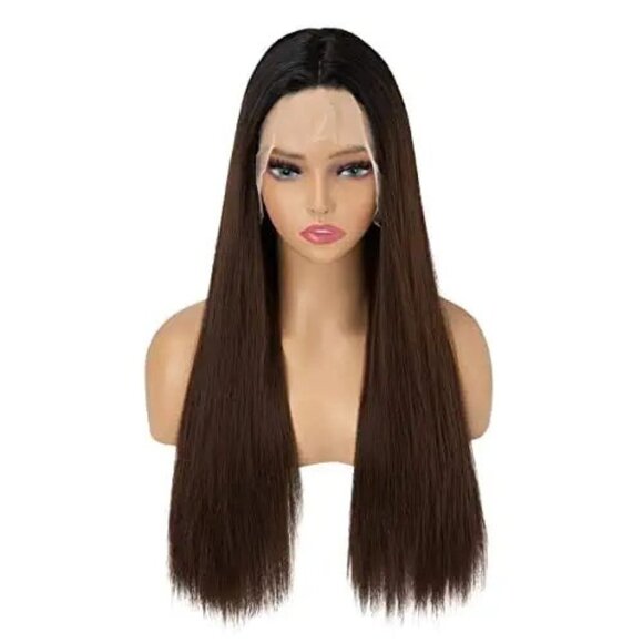 Brown with Black Root Lace Wig